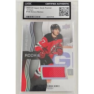 2023-24 Upper Deck Premier Jerseys #109 Simon Nemec Rookie Card
